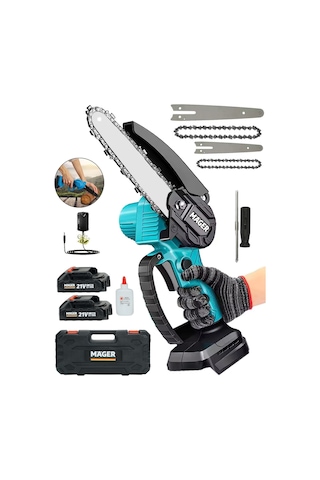 Mager ZY06KM Kömürsüz Yağ Hazneli Motor 5 Pilli Çift Pala Çift Zincir Dal Budama Testere Makinesi