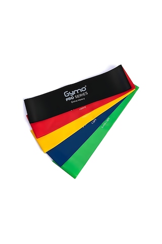 Gymo Pro Series Çantalı Direnç Bandı Fitness Pilates Esnetme Lastiği 5'li Set Renkli 7.5 Cm Çok Renkli