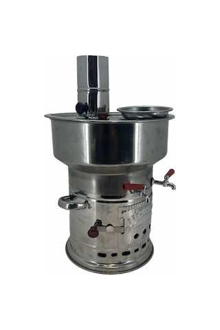 Paslanmaz 304 Çelik 7 L Çift Hazneli Demlikli Semaver