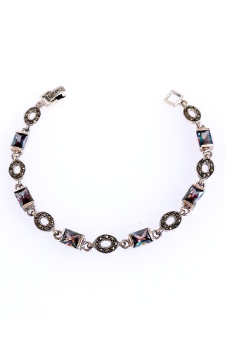 925 Ayar Gümüş Topaz Markazit Doğal Taşlı Otantik Tasarım Kadın Bileklik Doğum Günü Hediye Gümüş