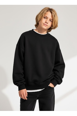 Seabubbles Baskısız Basic Çocuk Sweatshirt SIYAH