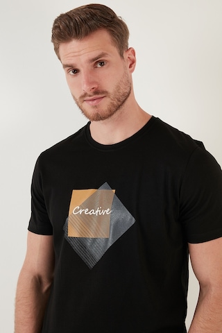 Buratti Baskılı Bisiklet Yaka % 100 Pamuk Slim Fit Erkek T Shirt 646R3940 Siyah