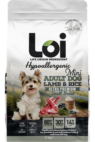 Loi Hipoalerjenik Kuzu Etli Küçük Irk Yetişkin Köpek Maması 3 KG