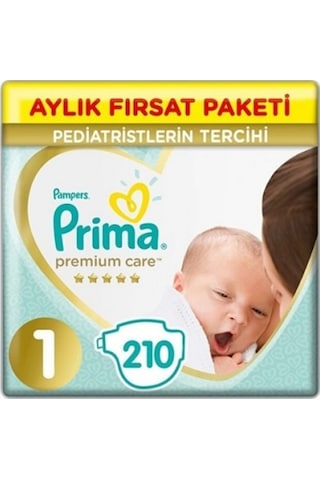 Prima Bebek Bezi Premium Care Ekonomik Paket 1 Beden 210'lu PKT.PRIMA.178 1 Numara