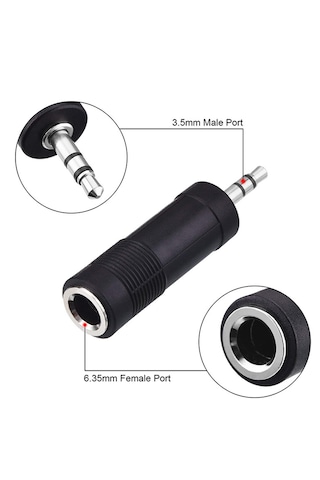 5 Adet 6.35 Mm Dişi - 3.5 Mm Erkek Jack Adaptör Ses Çevirici Altın Uçlu Kulaklık Dönüştürücü Siyah