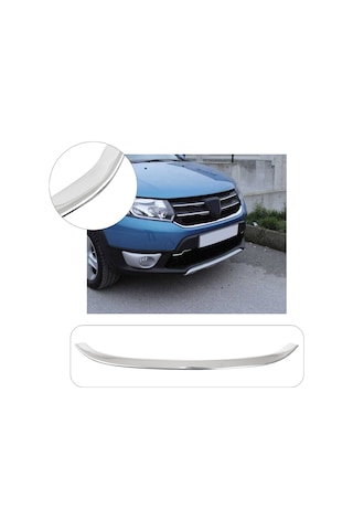 Dacia Sandero Stepway Uyumlu 2012-2016 Krom Ön Panjur Çıtası Tek Parça Paslanmaz Çelik