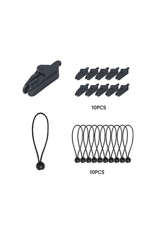 Elmpaly Ağır Hizmet Siyah 10 Adet Çadır Kelepçeli Bilyalı Bağcık 122 Lb Çekme Dayanımı