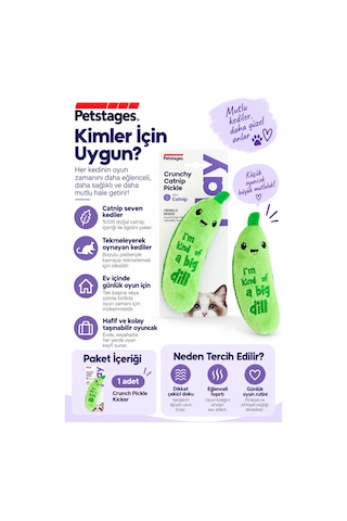 Crunch Pickle Kicker Dental Catnipli Kedi Çiğneme Oyuncağı - Diş Sağlığını Destekleyici