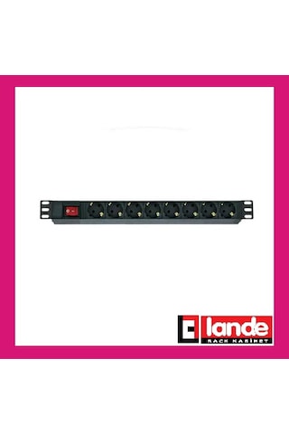 Lande 8 Grup Priz 19'' 1U On/Off Aydınlatmalı Anahtarlı