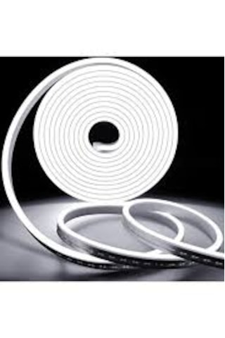 Neon Led 12 V Beyaz Renk 1 Mt Şerit Led Trafolu Tak Fişe Calistir
