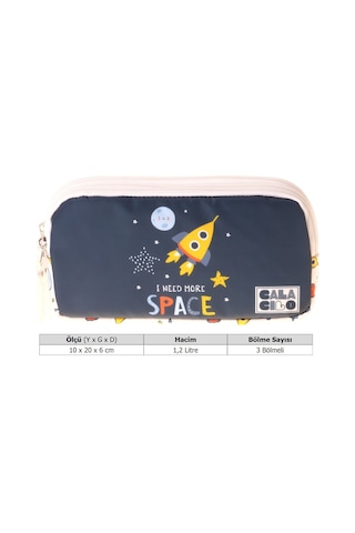 Calacilo Erkek Çocuk İlkokul Kalem Çantası - Uzay Baskılı Lacivert Renk Space - C4049 Lacivert - Krem