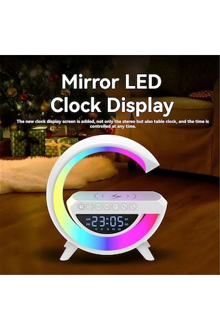 Maiyame Mini G3401 Kablosuz Şarj, Çalar Saat Ve Ortam Işığı Özellikli Sınır Ötesi Bluetooth Hoparlör