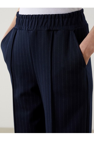Lcw Modest Lacivert Beli Lastikli Çizgili Kadın Pantolon
