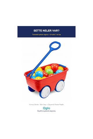 Gezgin Vagon Oyun Seti 24 Adet 7 Cm Renkli Top Kırmızı