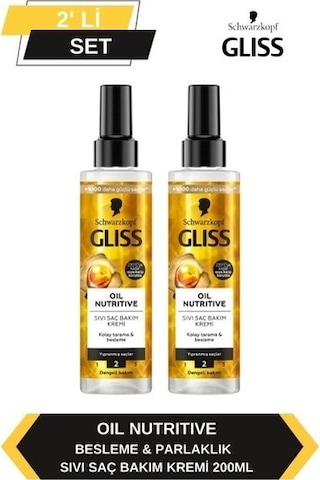 Gliss Oil Nutritive Besleme & Parlaklık Sıvı Saç Bakım Kremi 2 x 200 ML