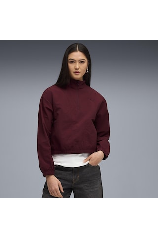 Puma Her Woven Half-zip Crew Kadın Yetişkin Sweatshirt Bordo