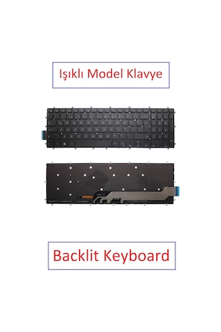 Siyah-ışıklı, Notebook Klavye - Dell Inspiron Gaming G3 15 3500 P89f, P89f002 Muadili İle Uyumlu