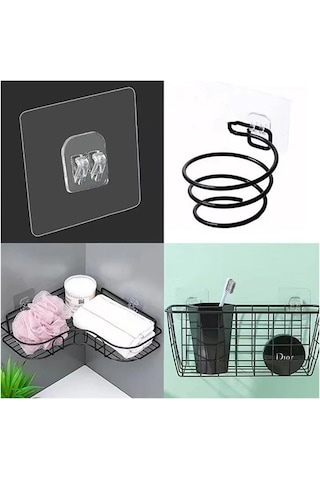 Yapışkanlı Banyo Mutfak Eşya Taşıma Raf Askılığı 5 Adet -al4269 Şeffaf