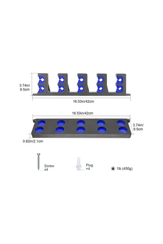 Kosona Mavi 10 Adet Olta Depolama Rafı - Eva Köpük Döşemeli Plastik Olta Tutucu Kolay Kurulum Mavi