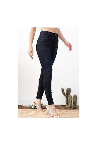 Kadın Süper Skinny Fit Esnek Likralı Yüksek Bel Denim Jean Kot Pantolon Yenijennie-blue Black-k 001
