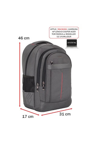 Dada 01 Lacivert Erkek Sırt Çantası Okul Ve Günlük Kullanım 14-15,6 İnç Usb Type-c Aparat Ortopedik Gri