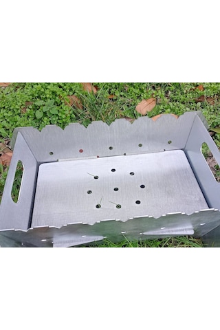 Lazer Tamamı Paslanmaz Çelik Mangal Portatif Pratik Katlanabilir 41x25 Cm Çok Renkli