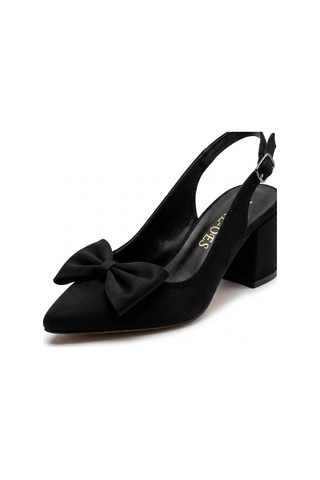 Rayvora Kadın Şık Fiyonk Detaylı Dış Materyal Kumaş Orta Topuk 5.5 Cm Slingback Günlük Ve Abiye Stiletto Klasik Topuklu Ayakkabı 5.5 Cm Siyah