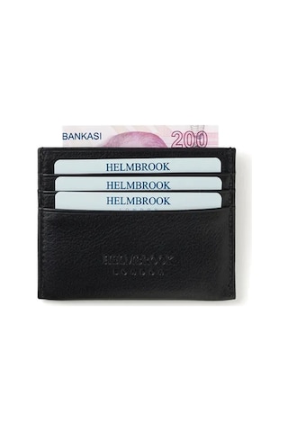 Helmbrook London Barry Erkek Siyah Deri Özel Tasarım Çok Bölmeli Rfid Korumalı Kartlık Siyah