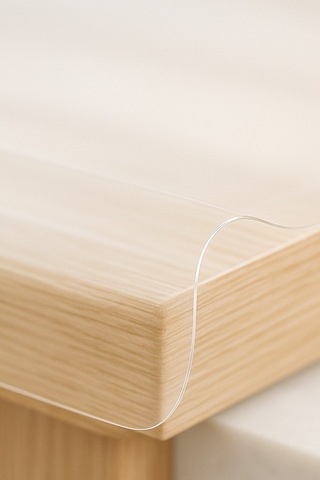 Şeffaf , İnce , Pvc Kaymaz Taban 180 Micron 0,18 Mm Masa Örtüsü - 130 X 260 Hasır Hariçtir. Şeffaf