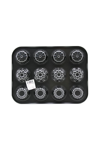 12 Gözlü Metal Muffin Kek Kalıbı - Siyah Aklby-bsva58 Diğer