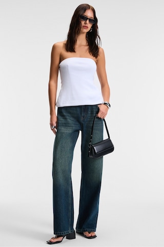 Grımelange ORIANA Kadın Slim Fit Straplez Beyaz Bluz