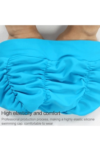 Kadın Kulaklıklar Pileli Kumaş Yüzme Şapkası Mor