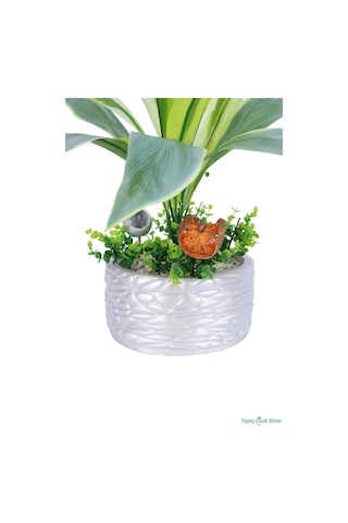 Yapay Çiçek Sitesi Gümüş Beton Saksıda Yapay Bitki Tanzimi 48 Cm Model 6 Yeşil-sarı