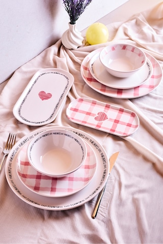 Hearts 8 Parça 2 Kişilik Yemek Takımı Cokrenklı Desenli