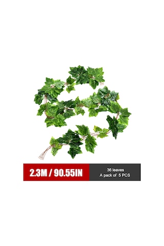 Wezone Yapay Üzüm Yapraklı Dekoratif Asma - 5 Adet Gerçekçi Plastik Duvar Süsü