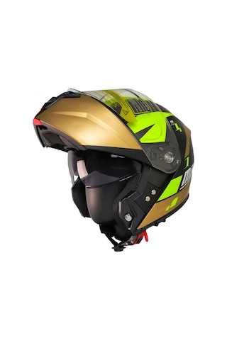 Motoanl Güneş Vizörlü Ece 22.06 Sertifikalı New Motor Kaskı V2 Wx9 Siyah Sarı