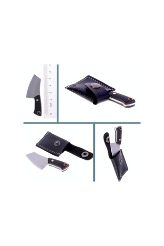 Omeniv Mini Çelik Kamp Çakı Satır Kamp Bıçak Kolye + Kılıf Siyah