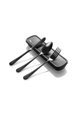 Valkyrie Kutulu Yolculuk Çatal Bıçak Kaşık Seti Ofis Restaurant Okul Kamp 1. Sınıf Paslanmaz Çelik C3403 Siyah