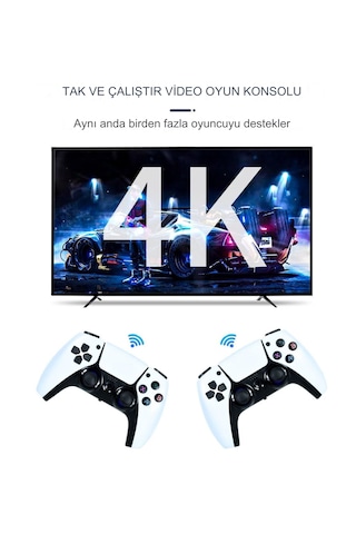 Qasul U10 Android Game TV Stick  + 64 GB Hazıfa Kartı + 2 Kablosuz Oyun Kolu