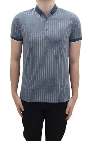 Santa Dmctekstil Erkek Kavis-108 Çizgili Spor Kesim Dar Kalıp Cepsiz Polo Yaka T-shirt Lacivert