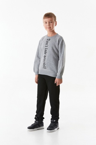 Fullamoda Yazı Baskılı Bisiklet Yaka Erkek Çocuk Sweatshirt 25kcck7376215724-gri Gri
