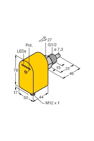 Turck 6870056 Fcs-g1/2a4p-lıx-h1141 Akış İzleme Entegre İşlemcili Daldırma Sensörü