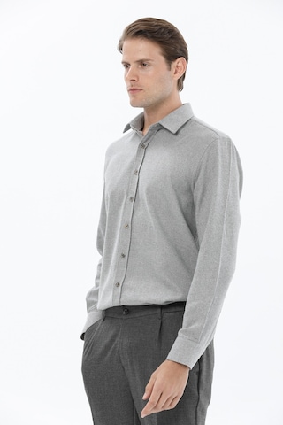 Finesuits Erkek Flanel Gömlek 2422204013.flr Açık Gri