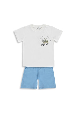 Civil Boys California Palmiye Baskılı 2 -5 Yaş Takım - Ekru 17M16263326S1