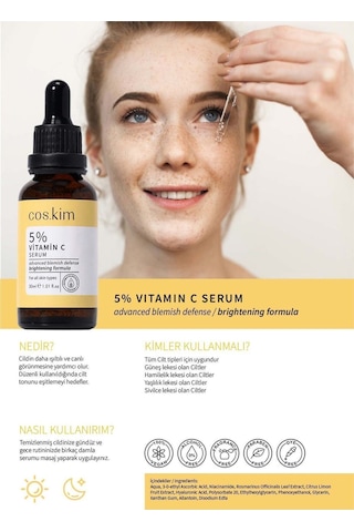 %5 C Vitamini Serum 30 Ml %2 Niacinamide, Leke Karşıtı, Aydınlatıcı, Ton Eşitleyici