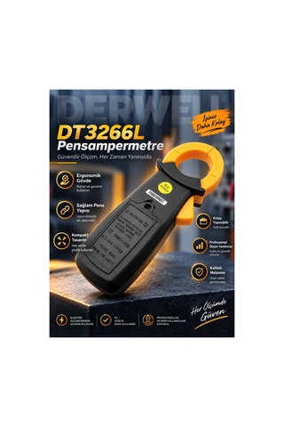 Dt3266l Dijital Mini Pensampermetre Multimetre Akım Ölçer Ölçü Aleti Ac/dc Voltaj Direnç Test Cihazı Lcd Ekranlı Akıllı Elektrik Test Cihazı Kablo Ölçüm Probu Dahil Profesyonel Tamir Seti