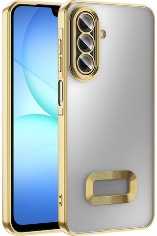 Galaxy Uyumlu A17 Kılıf Kamera Korumalı Logo Gösteren Zore Omega Kapak - Gümüş Gümüş