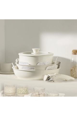 Kapris Beta 15 Parça Seramik Döküm Tencere Tava Seti Beige Bej