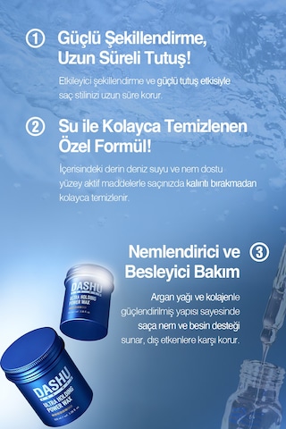 Ultra Güçlü, Kalıntı Ve Beyazlık Bırakmayan, Besleyici Dashu For Men Premium Ultra Holding Power Wax