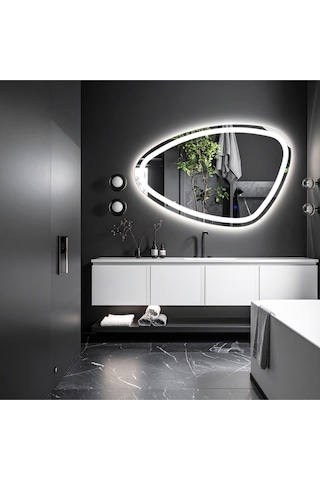 Speci Beyaz Led'li Lazer Kumlamalı Lavabo & Banyo Aynası Dokunmatik Sensörlü 80 X 50 Cm